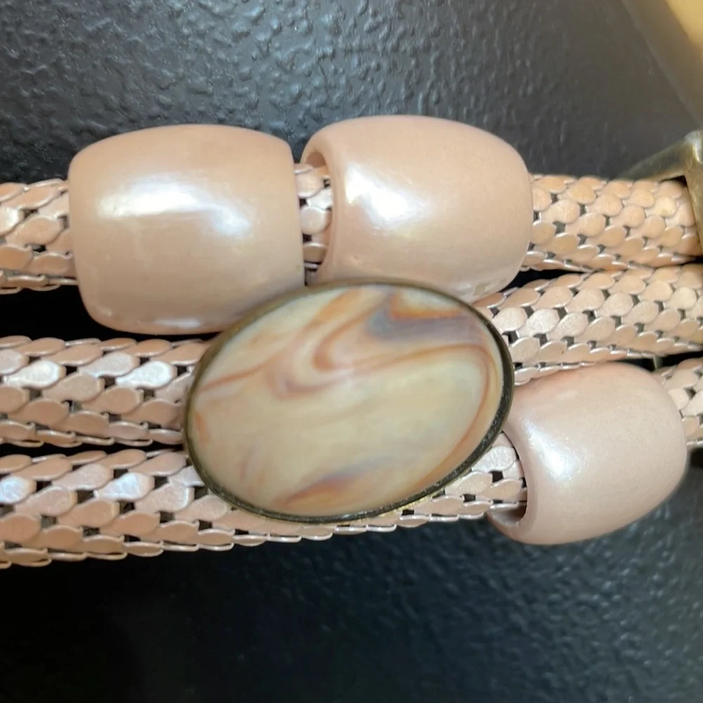 Vintage Pink Beaded Boho Western Cowgirl Chain Belt - Picture 9 of 9
